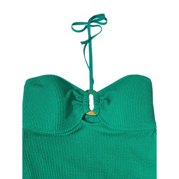 New Bleu Rod Beattie Halter Pucker Green Size 14 One Piece Swimsuit Bathing Suit - Picture 4 of 7